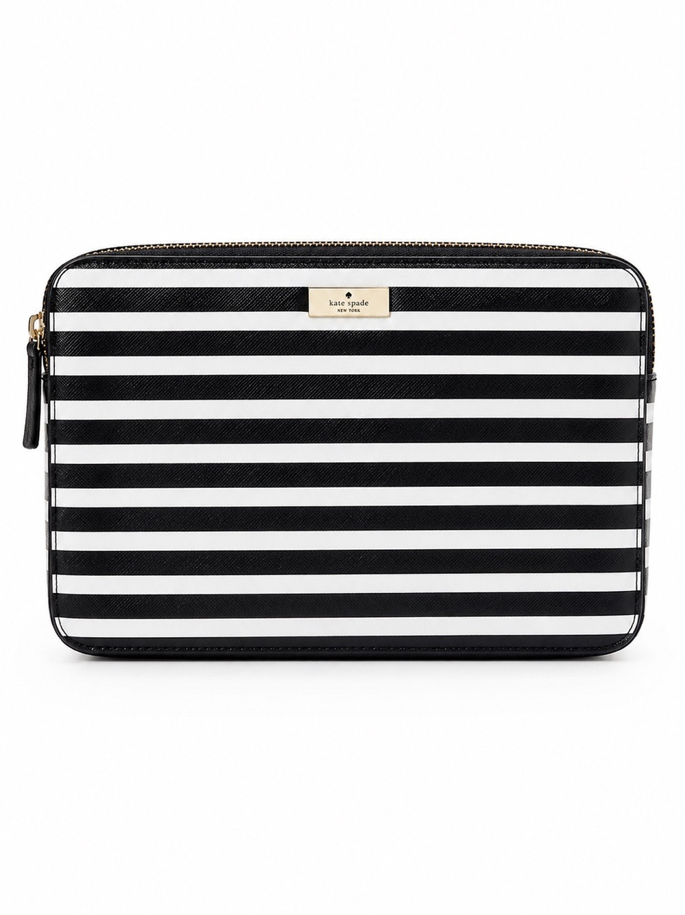 kate spade Black & White Striped Tablet Sleeve with Gold Accents